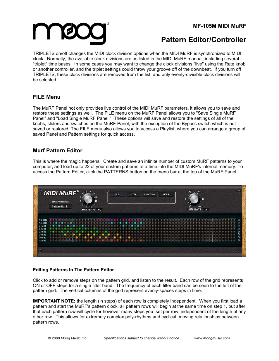 Pattern editor/controller | Moog Music MF-105M MIDI MuRF (Pattern Editor Manual) User Manual | Page 2 / 4