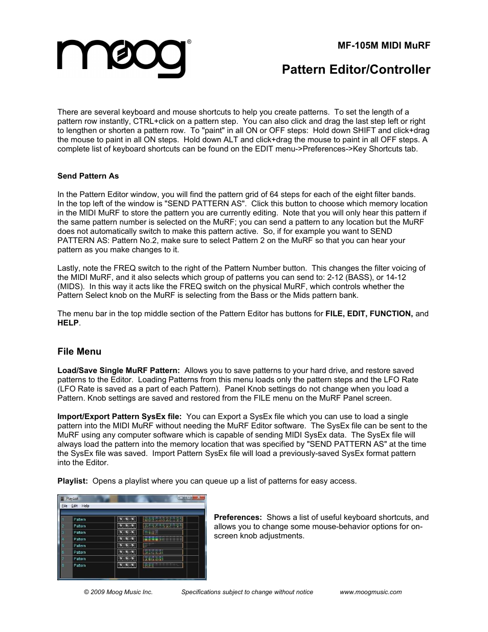 Pattern editor/controller | Moog Music MF-105M MIDI MuRF (Pattern Editor Manual) User Manual | Page 3 / 4