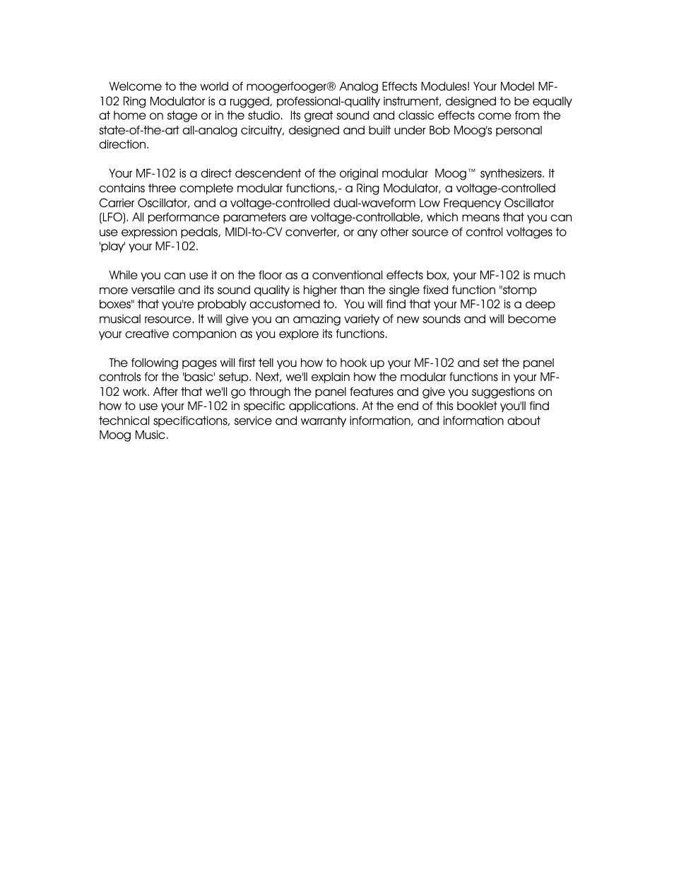 Moog Music MF-102 Ring Modulator User Manual | Page 2 / 15