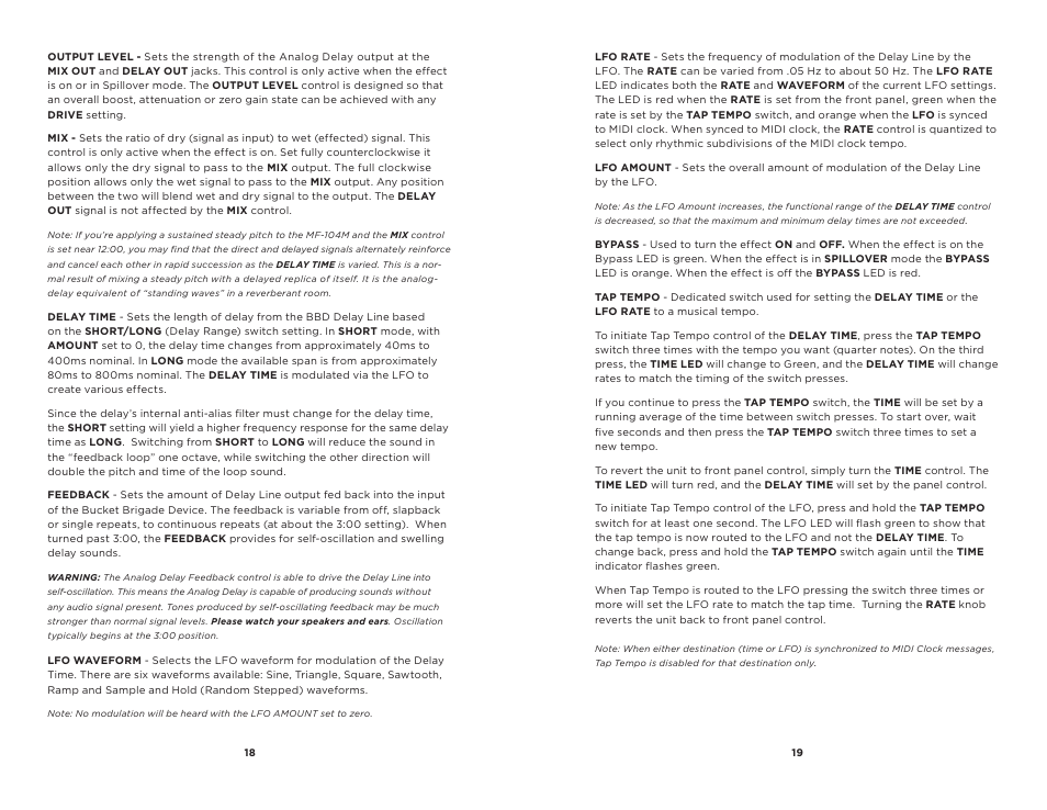 Moog Music MF-104M Analog Delay User Manual | Page 10 / 15