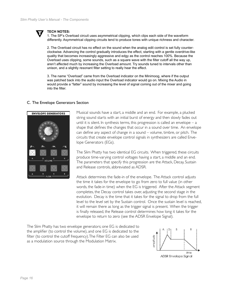 C. the envelope generators section | Moog Music Slim Phatty User Manual | Page 14 / 75