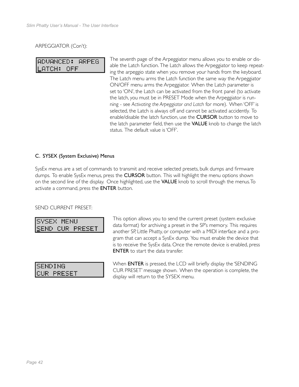 C. sysex (system exclusive) menus | Moog Music Slim Phatty User Manual | Page 40 / 75