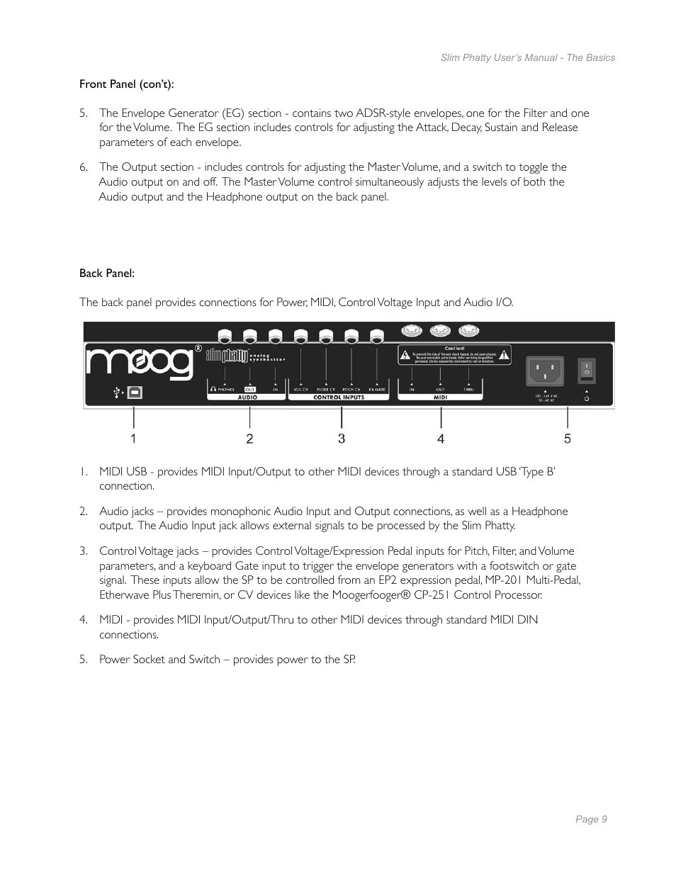 Moog Music Slim Phatty User Manual | Page 7 / 75