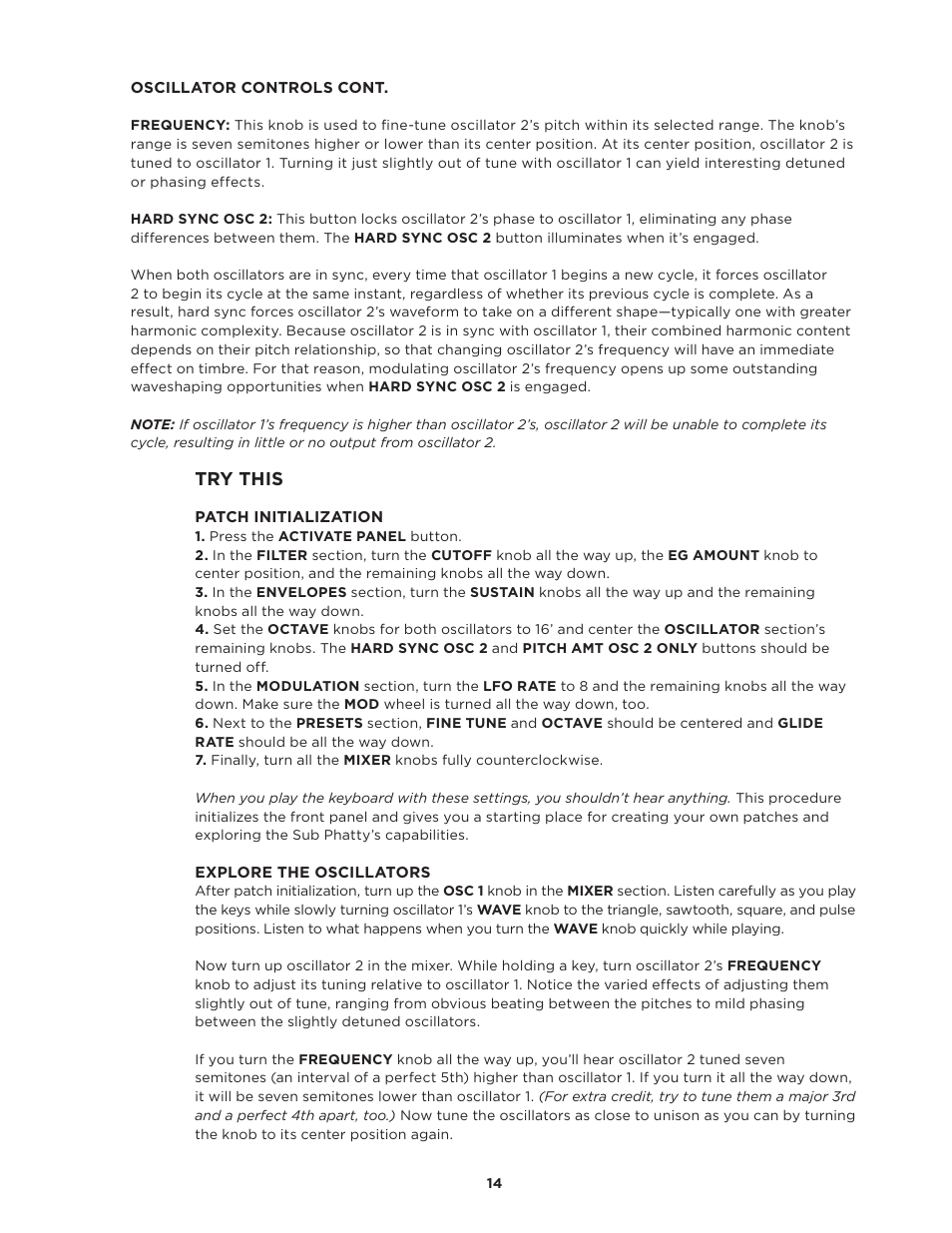 Try this | Moog Music SUB PHATTY User Manual | Page 14 / 44