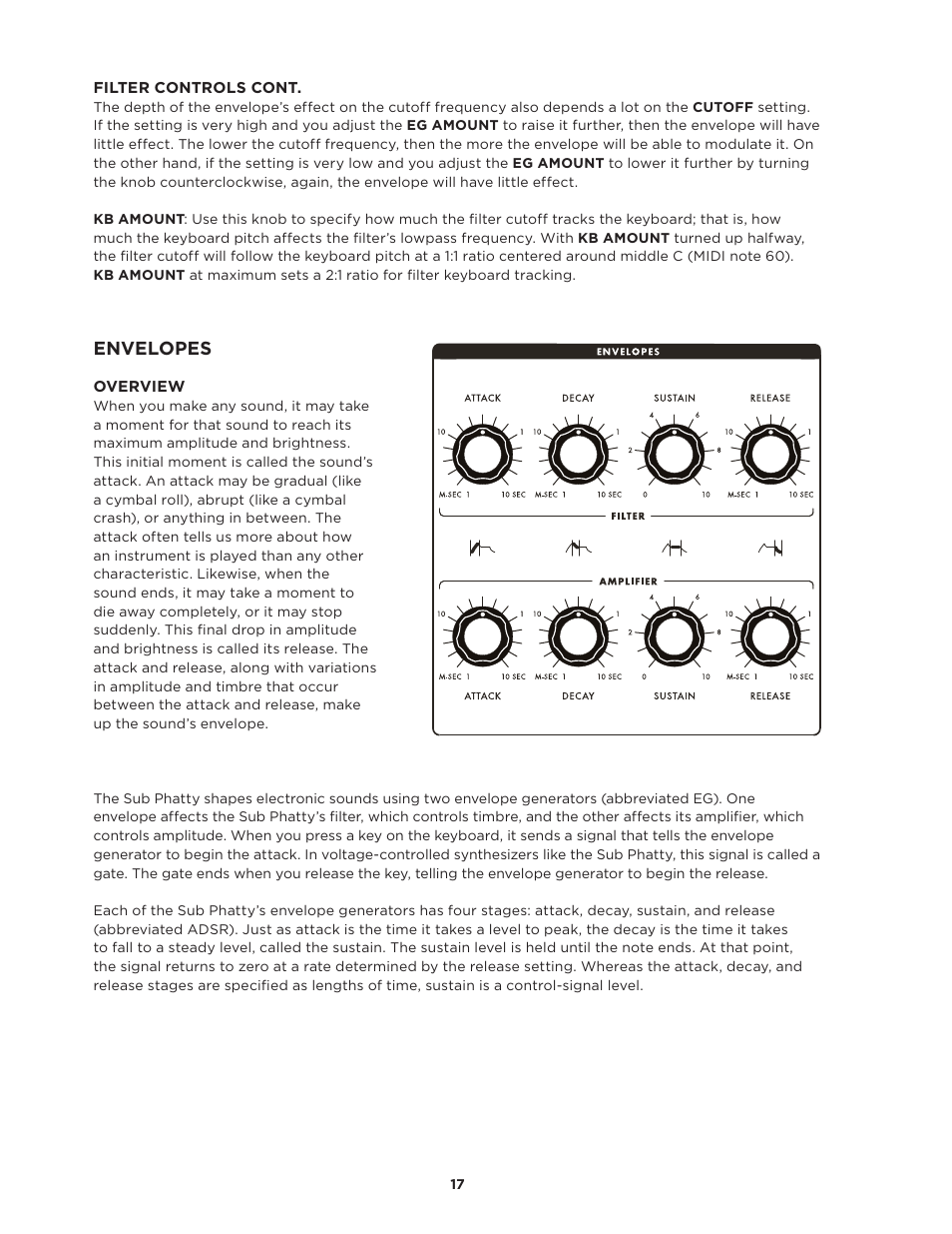 Envelopes | Moog Music SUB PHATTY User Manual | Page 17 / 44