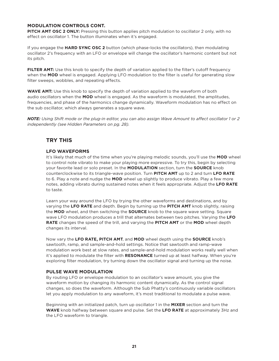 Try this | Moog Music SUB PHATTY User Manual | Page 21 / 44