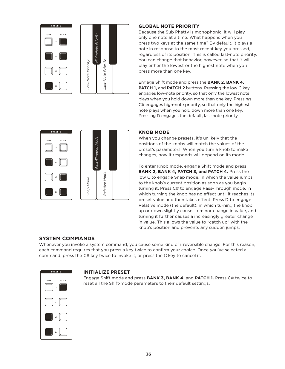 System commands | Moog Music SUB PHATTY User Manual | Page 36 / 44