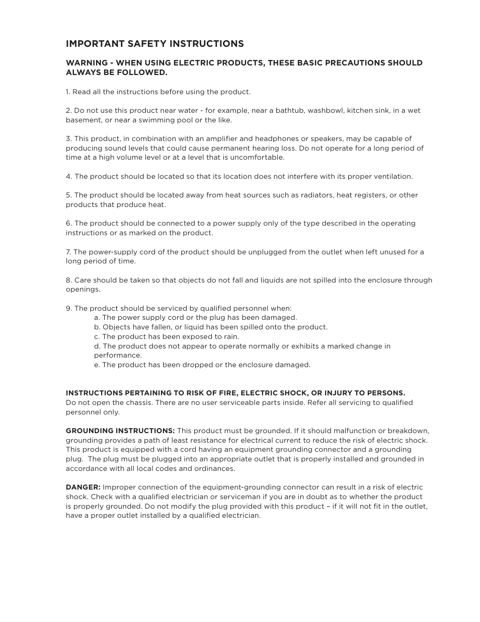 Important safety instructions | Moog Music SUB PHATTY User Manual | Page 4 / 44