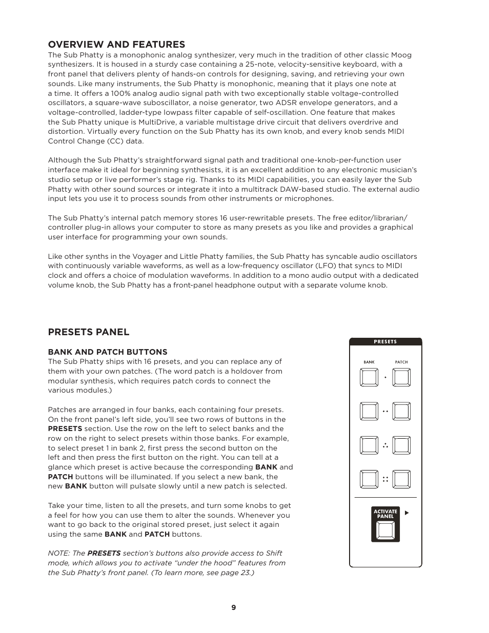 Moog Music SUB PHATTY User Manual | Page 9 / 44