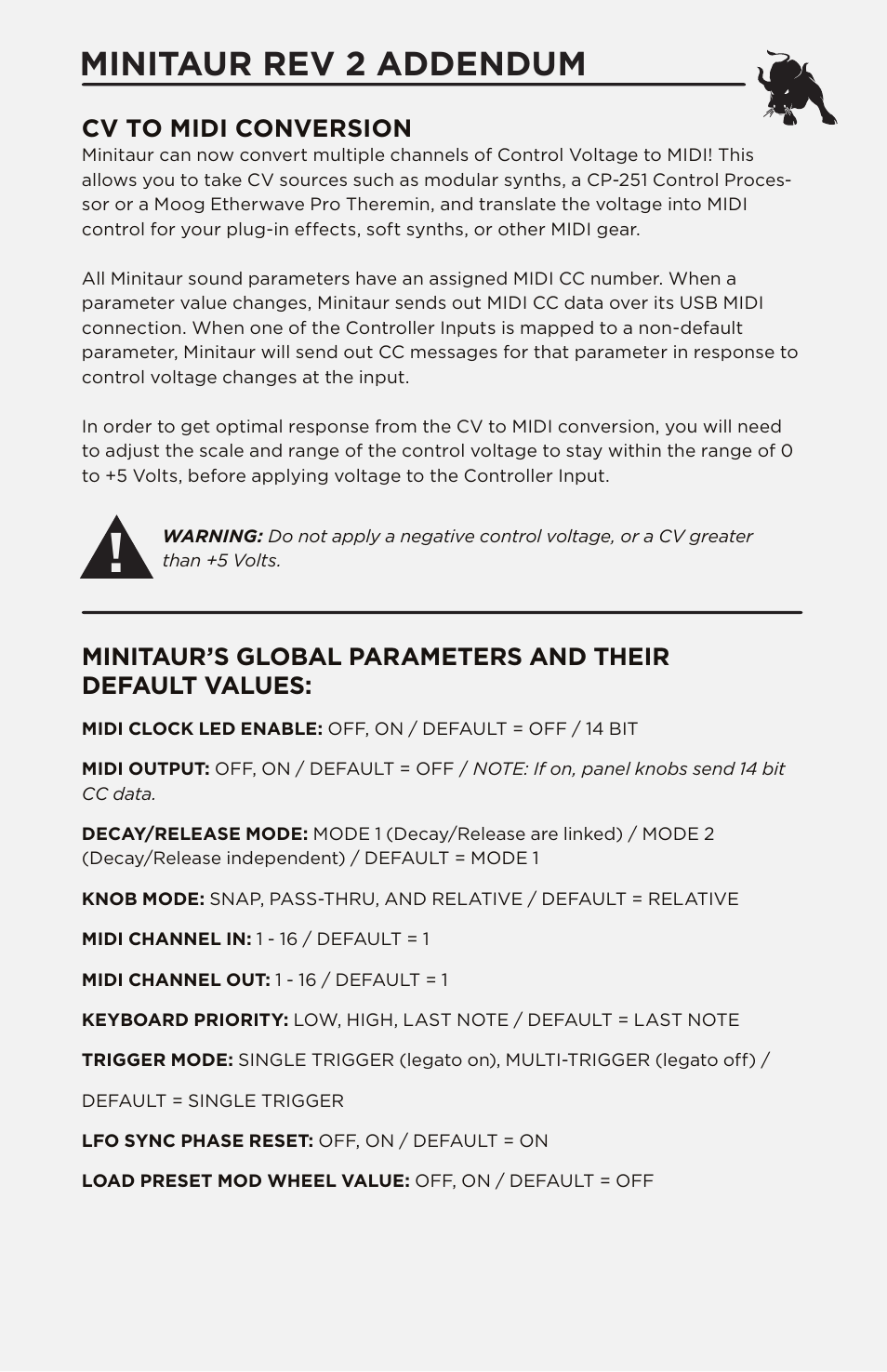 Minitaur rev 2 addendum | Moog Music MINITAUR User Manual | Page 18 / 20