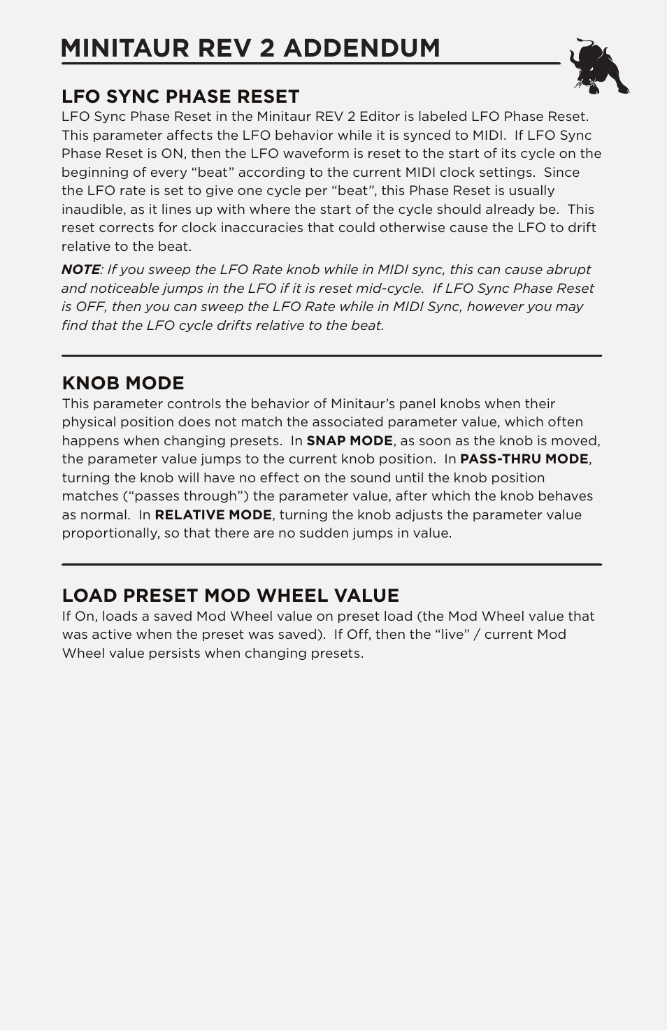 Minitaur rev 2 addendum | Moog Music MINITAUR User Manual | Page 19 / 20