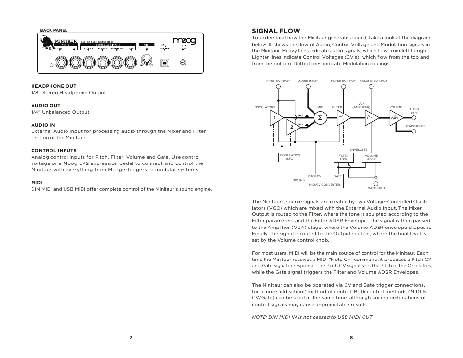 Signal flow | Moog Music MINITAUR User Manual | Page 5 / 20
