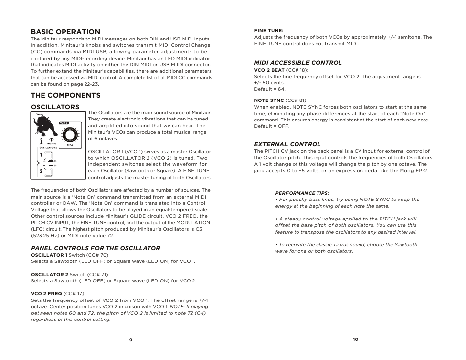 Basic operation, The components | Moog Music MINITAUR User Manual | Page 6 / 20