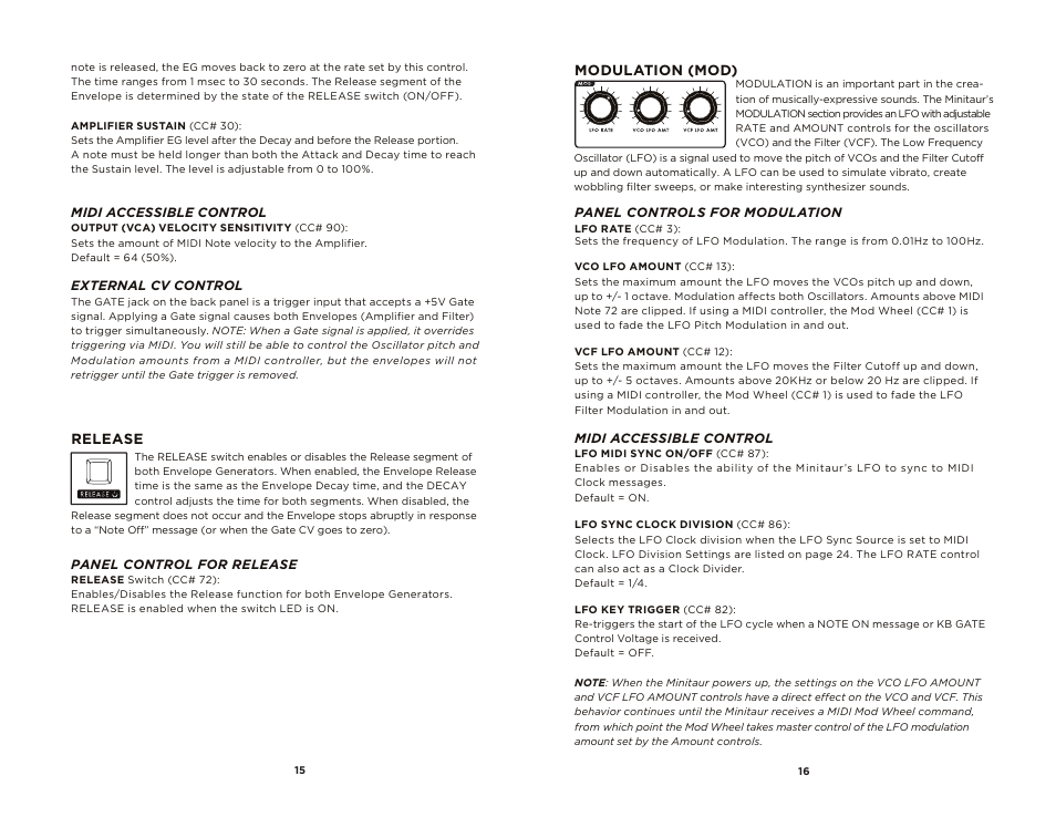 Moog Music MINITAUR User Manual | Page 9 / 20