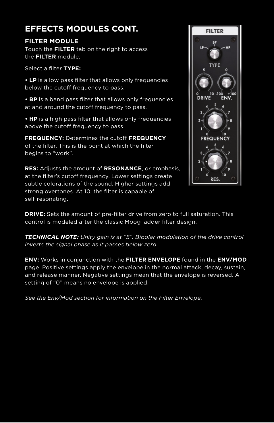 Effects modules cont | Moog Music Animoog for iPhone User Manual | Page 10 / 28