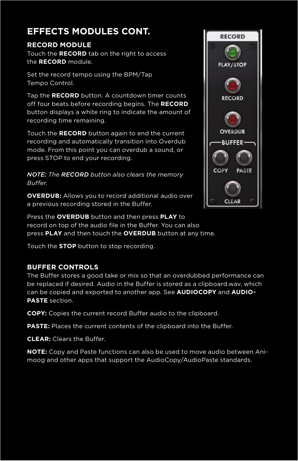 Effects modules cont | Moog Music Animoog for iPhone User Manual | Page 11 / 28