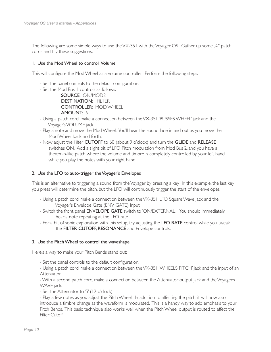 Moog Music Voyager Old School User Manual | Page 38 / 57