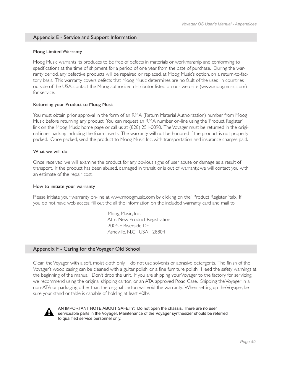 Moog Music Voyager Old School User Manual | Page 47 / 57