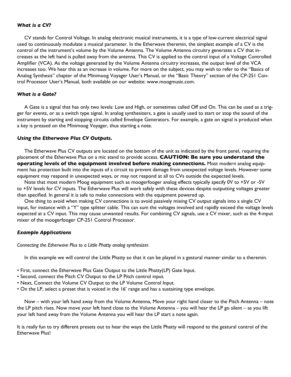 Moog Music Etherwave Plus (Manual Addendum) User Manual | Page 2 / 4