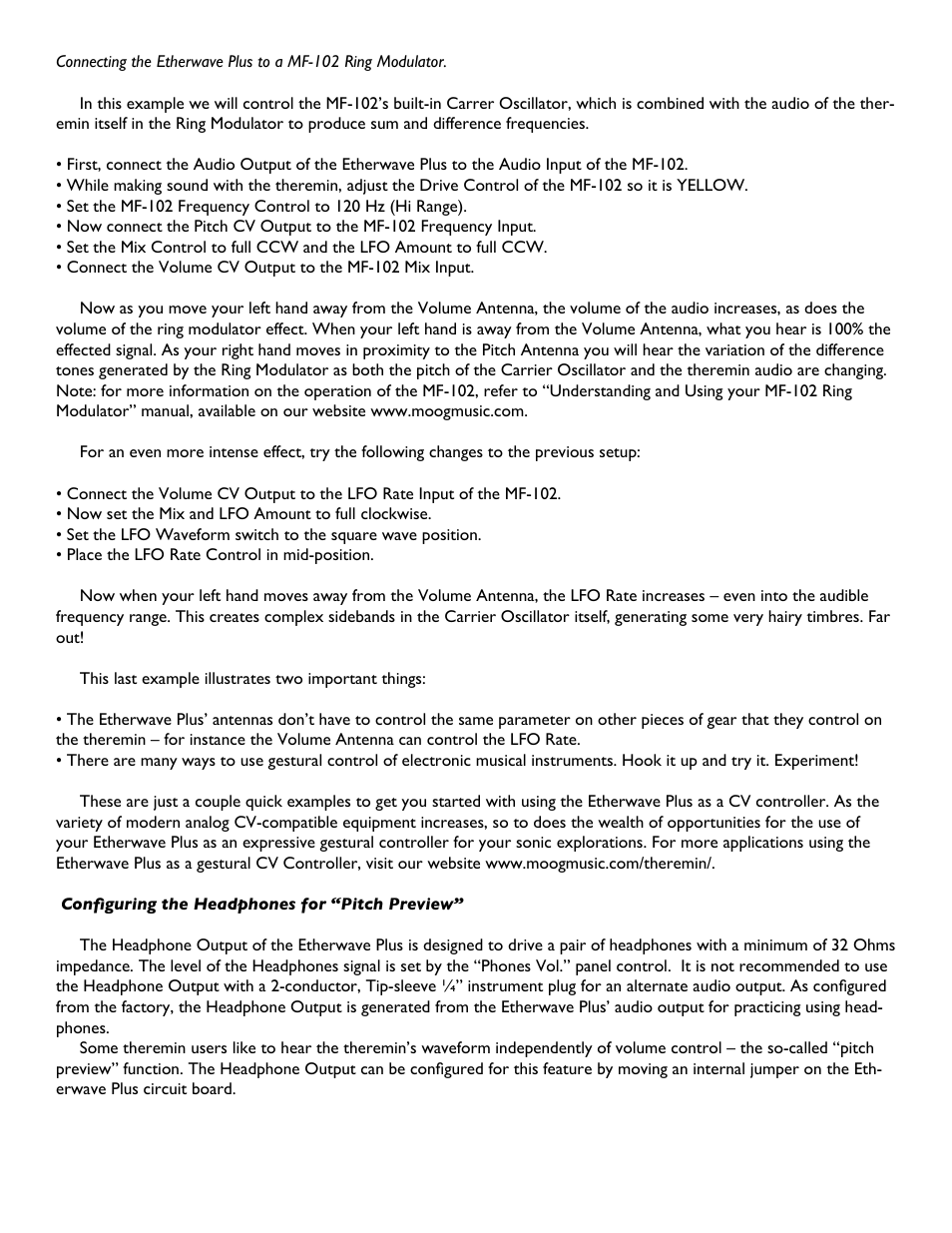 Moog Music Etherwave Plus (Manual Addendum) User Manual | Page 3 / 4
