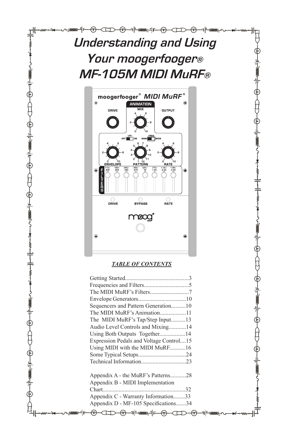 Moog Music MF-105M MIDI MuRF (Manual Addendum - Firmware v1.8) User Manual | 36 pages