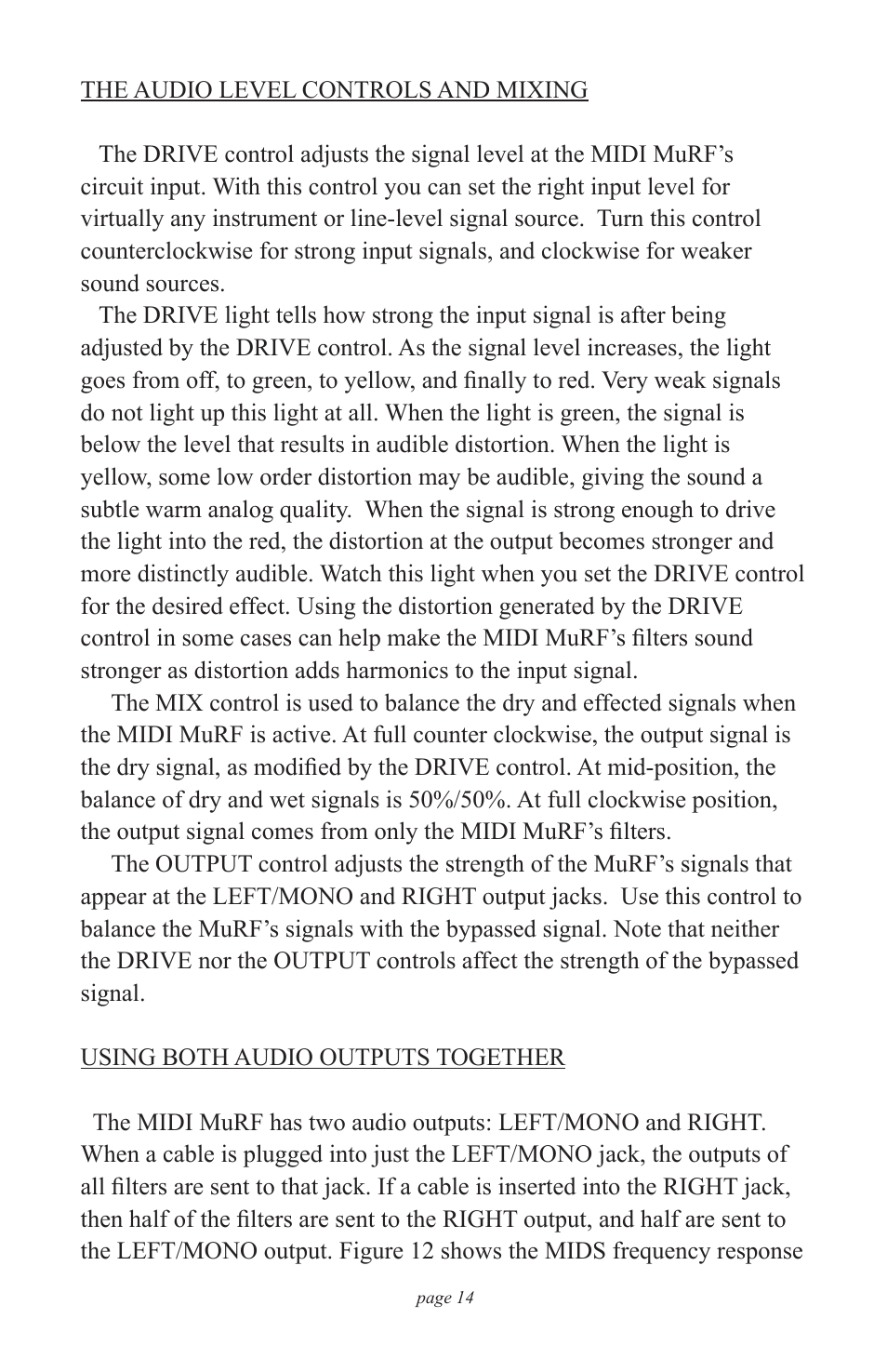 Moog Music MF-105M MIDI MuRF (Manual Addendum - Firmware v1.8) User Manual | Page 14 / 36
