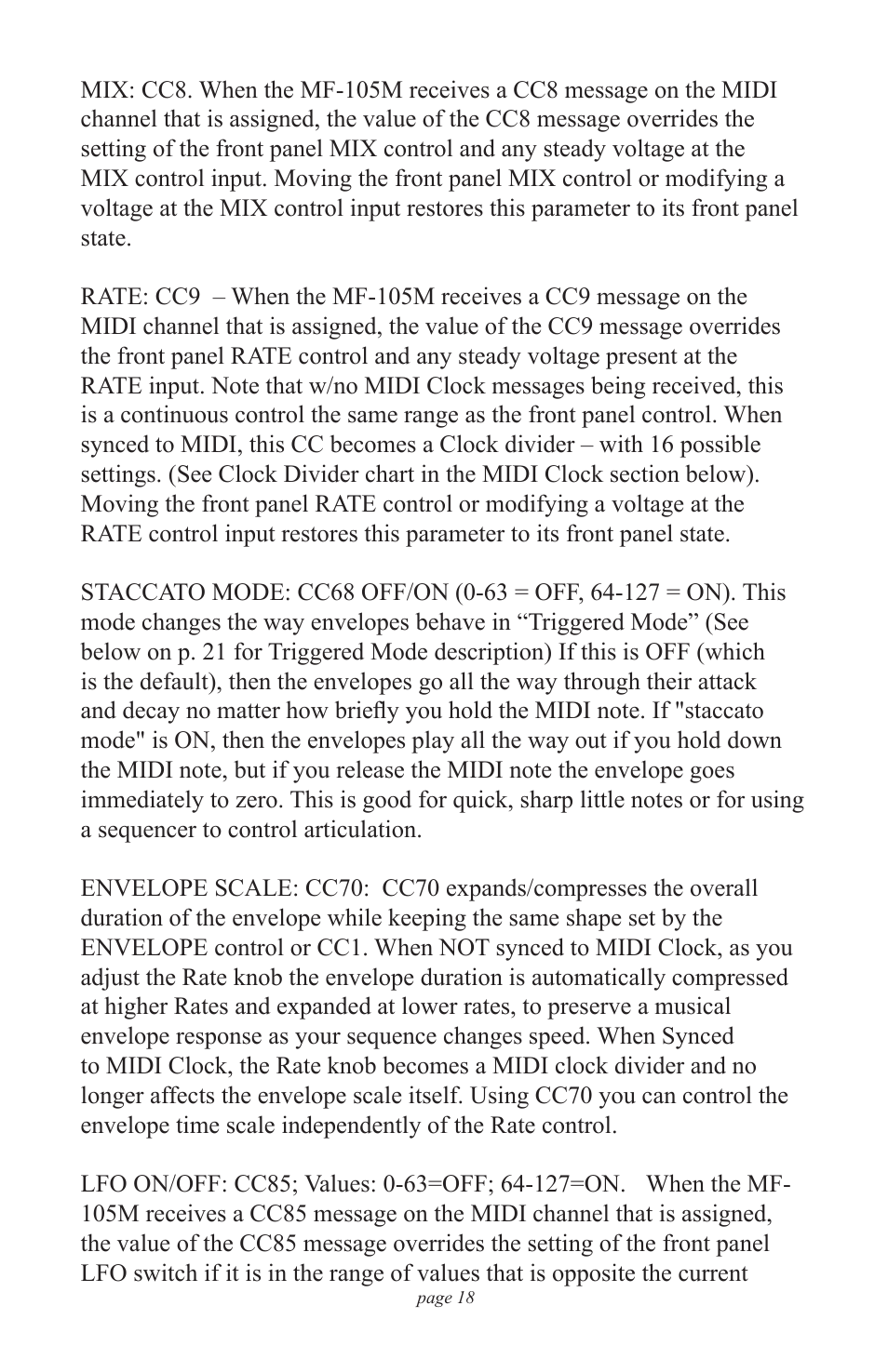 Moog Music MF-105M MIDI MuRF (Manual Addendum - Firmware v1.8) User Manual | Page 18 / 36