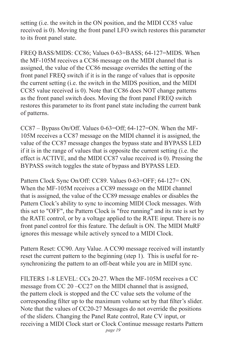 Moog Music MF-105M MIDI MuRF (Manual Addendum - Firmware v1.8) User Manual | Page 19 / 36