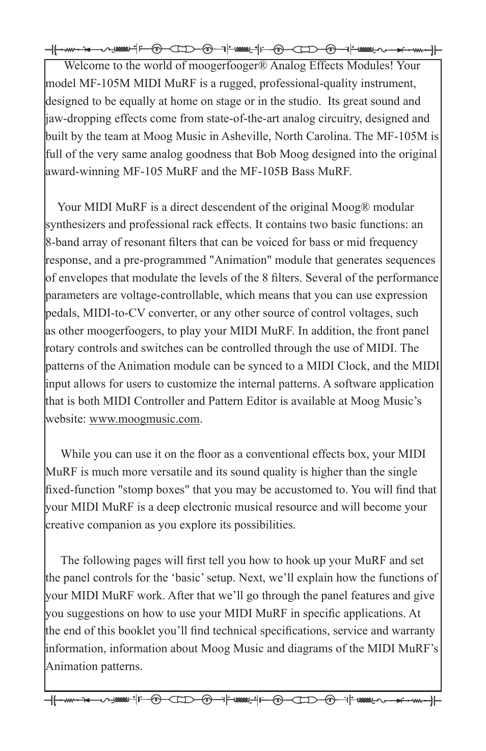 Moog Music MF-105M MIDI MuRF (Manual Addendum - Firmware v1.8) User Manual | Page 2 / 36