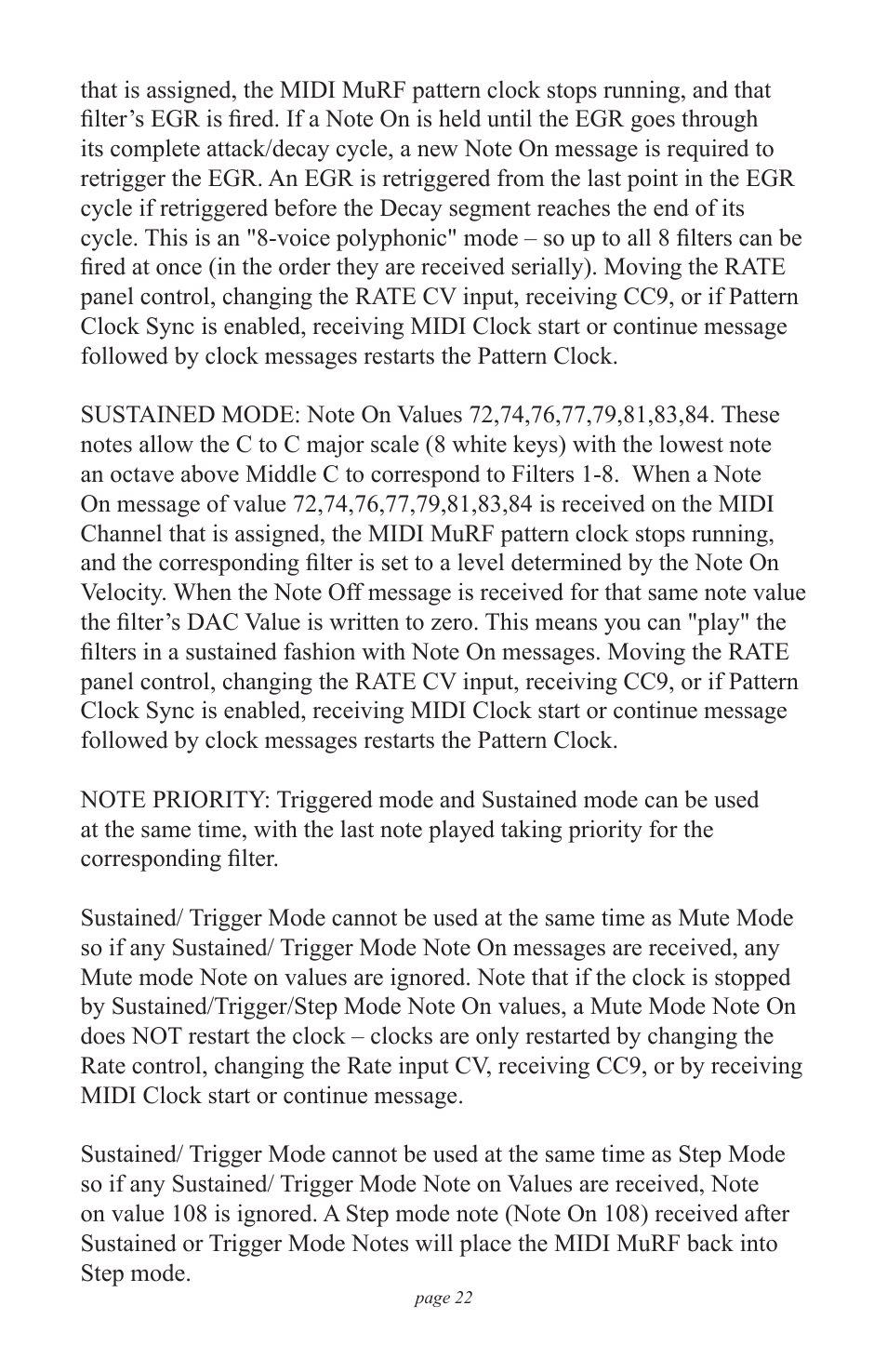 Moog Music MF-105M MIDI MuRF (Manual Addendum - Firmware v1.8) User Manual | Page 22 / 36