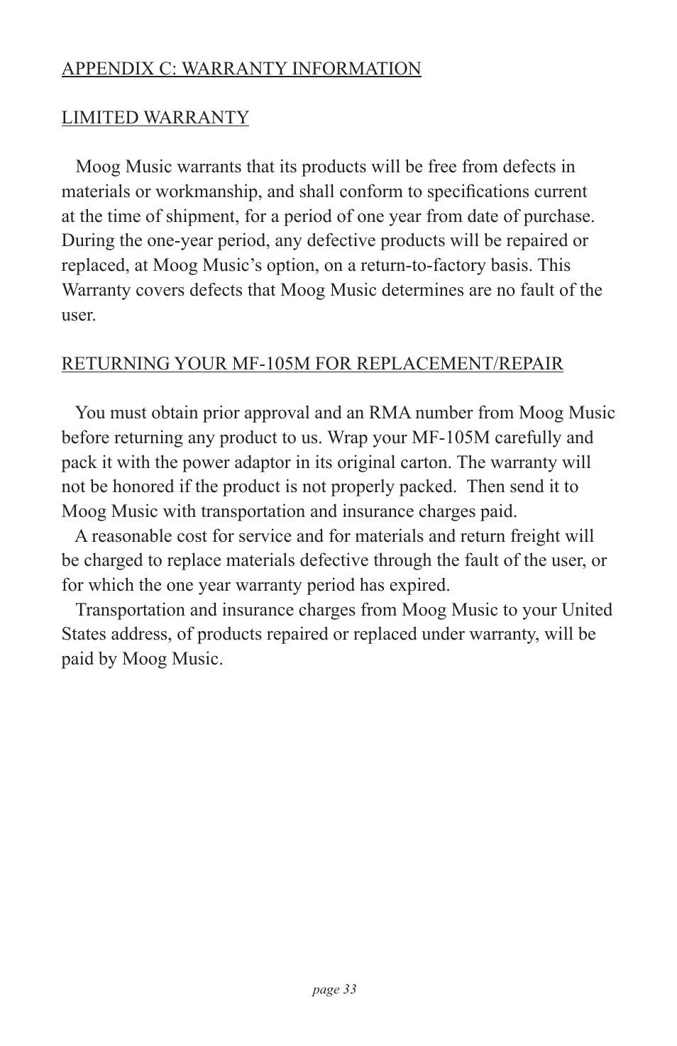 Moog Music MF-105M MIDI MuRF (Manual Addendum - Firmware v1.8) User Manual | Page 33 / 36