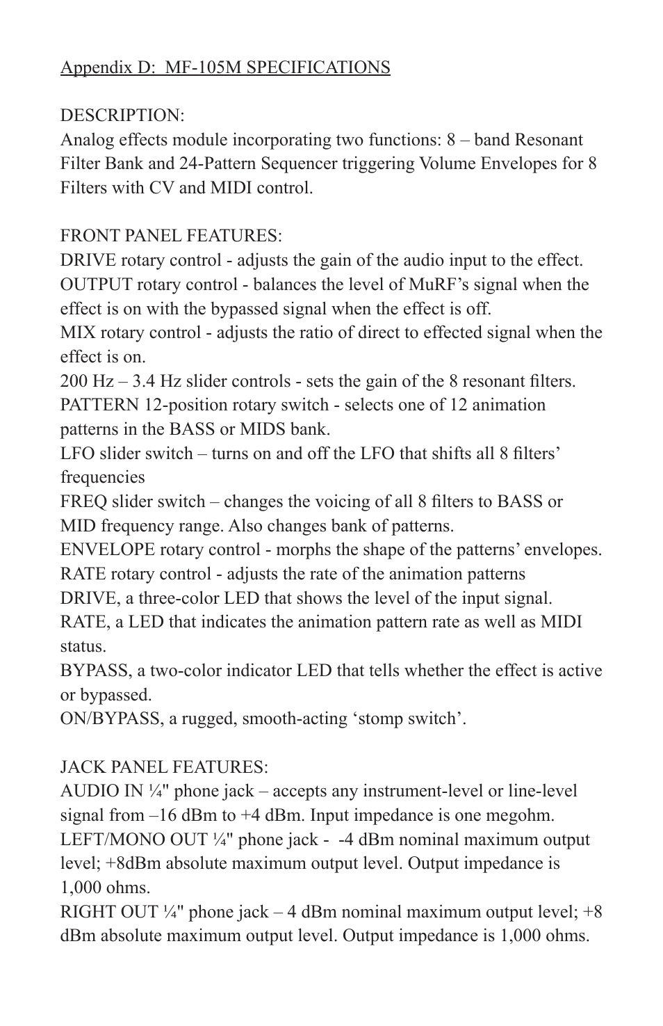 Moog Music MF-105M MIDI MuRF (Manual Addendum - Firmware v1.8) User Manual | Page 34 / 36