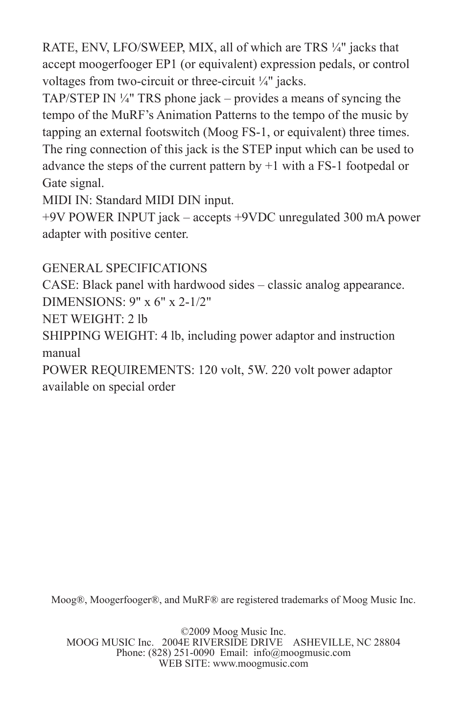 Moog Music MF-105M MIDI MuRF (Manual Addendum - Firmware v1.8) User Manual | Page 35 / 36