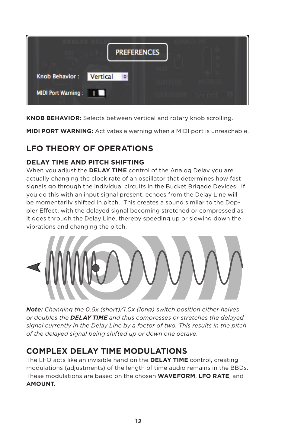 Lfo theory of operations, Complex delay time modulations | Moog Music 500 Series Analog Delay User Manual | Page 12 / 22