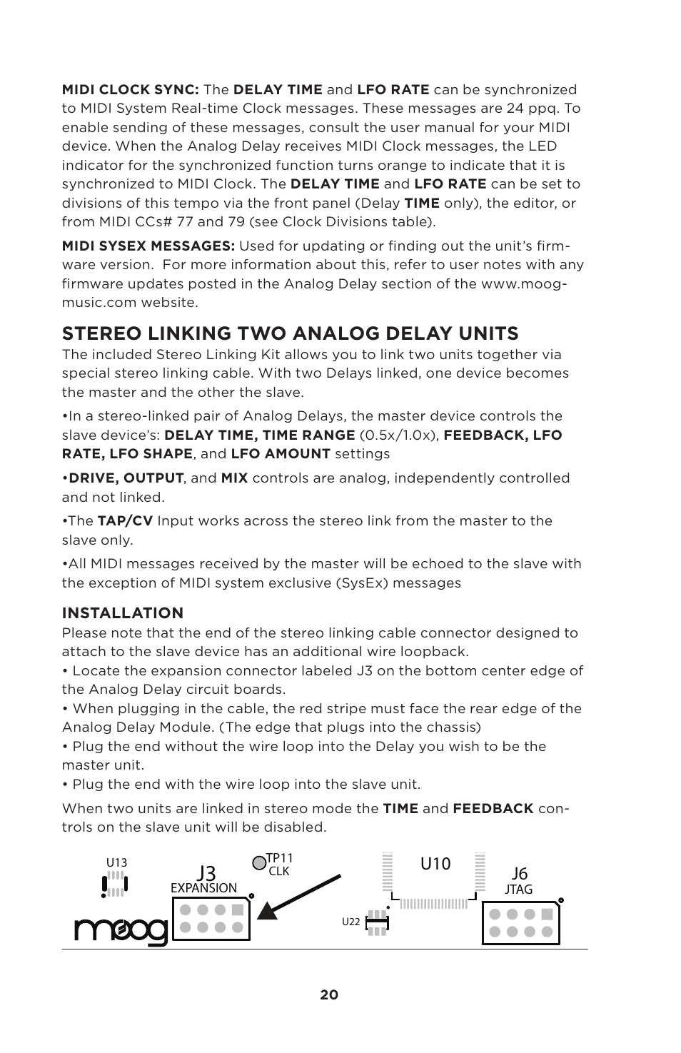 Stereo linking two analog delay units | Moog Music 500 Series Analog Delay User Manual | Page 20 / 22