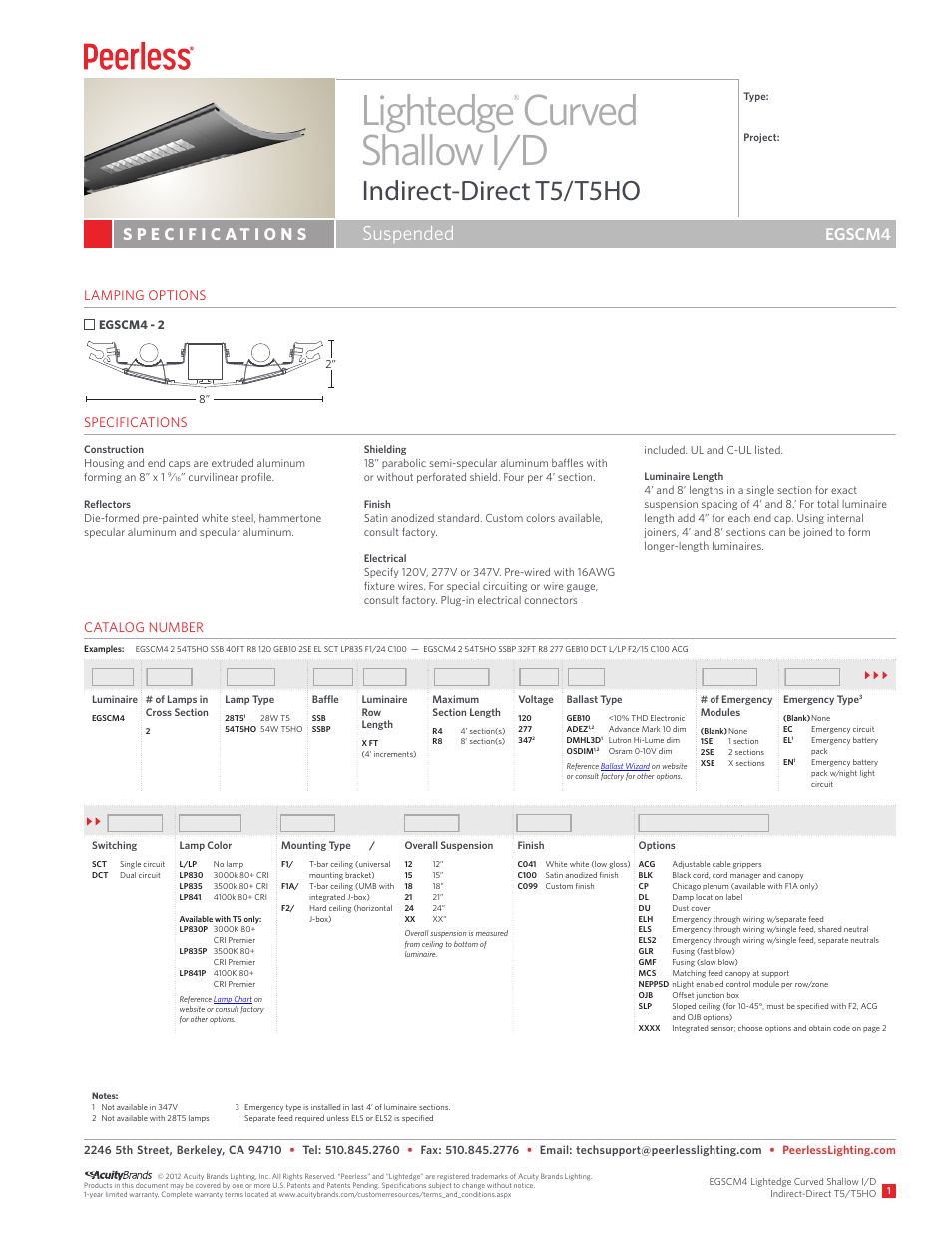 Peerless Lighting EGSCM4 - T5_T5HO User Manual | 2 pages