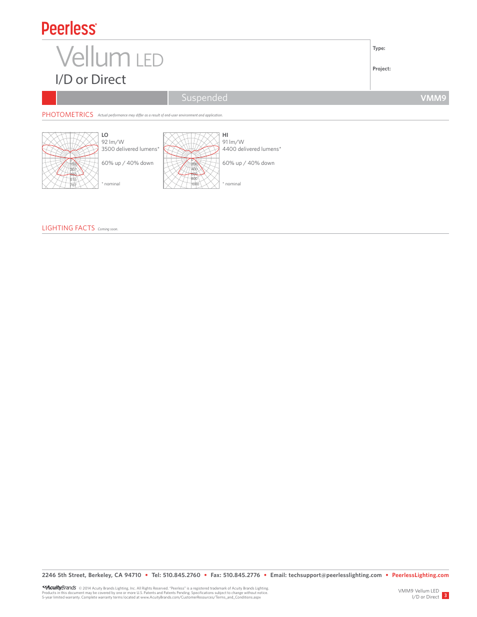 Vellum, I/d or direct, Suspended | Vmm9 | Peerless Lighting VMM9 - LED User Manual | Page 3 / 3