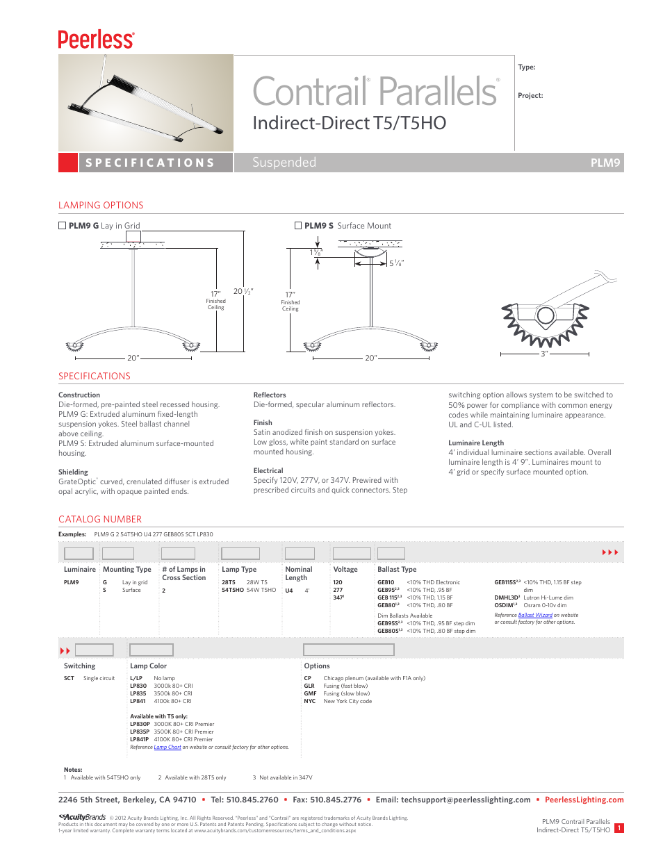 Peerless Lighting PLM9 - T5_T5HO User Manual | 2 pages