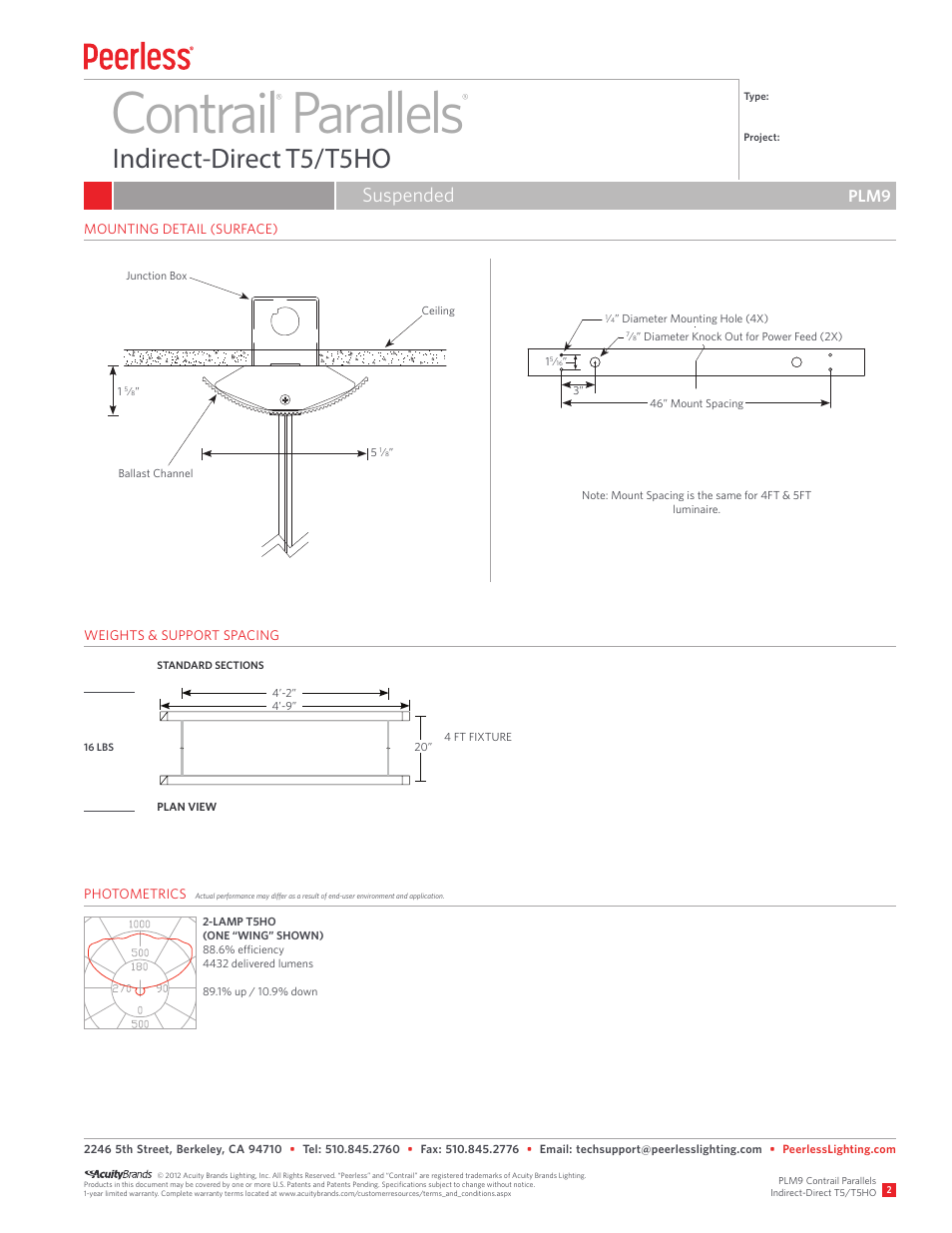 Contrail parallels, Indirect-direct t5/t5ho, Suspended | Plm9 | Peerless Lighting PLM9 - T5_T5HO User Manual | Page 2 / 2