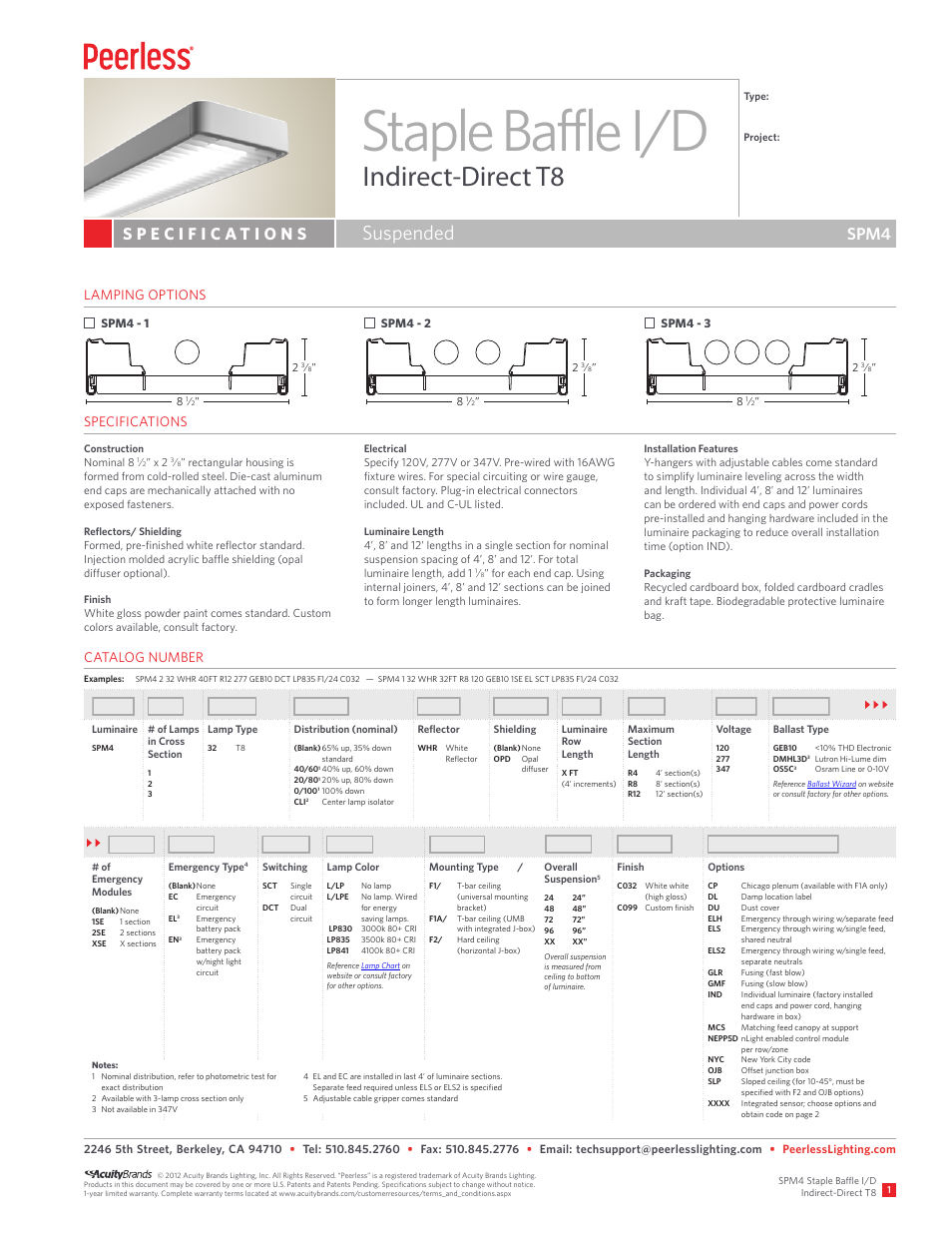 Peerless Lighting SPM4 - T8 User Manual | 2 pages