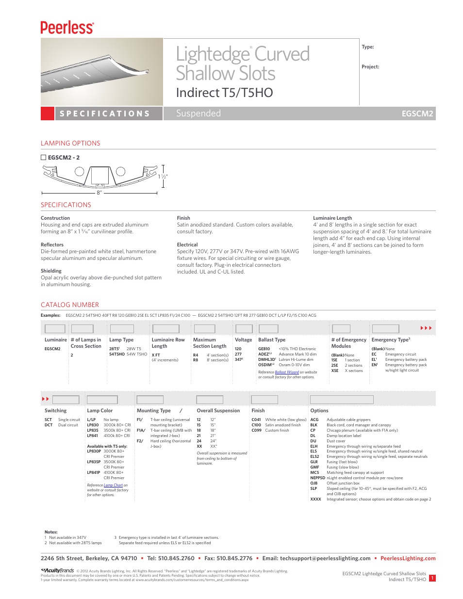 Peerless Lighting EGSCM2 - T5_T5HO User Manual | 2 pages