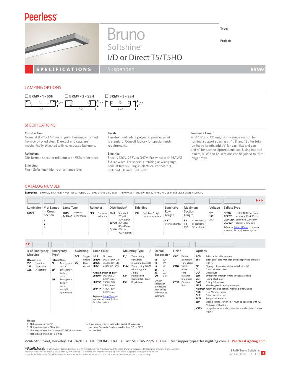 Peerless Lighting BRM9 - T5_T5HO User Manual | 3 pages