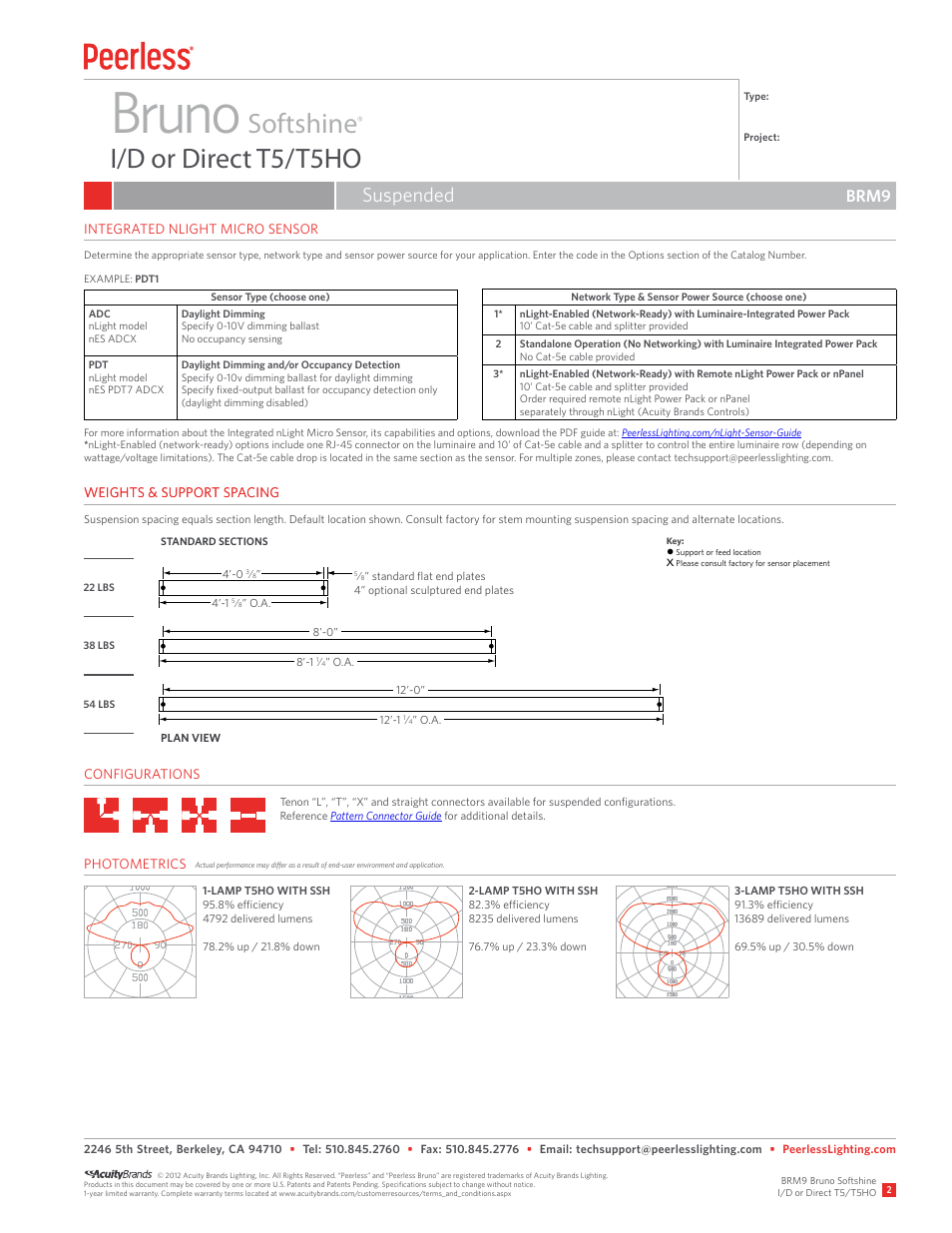 Bruno, Softshine i/d or direct t5/t5ho, Suspended | Brm9 | Peerless Lighting BRM9 - T5_T5HO User Manual | Page 2 / 3