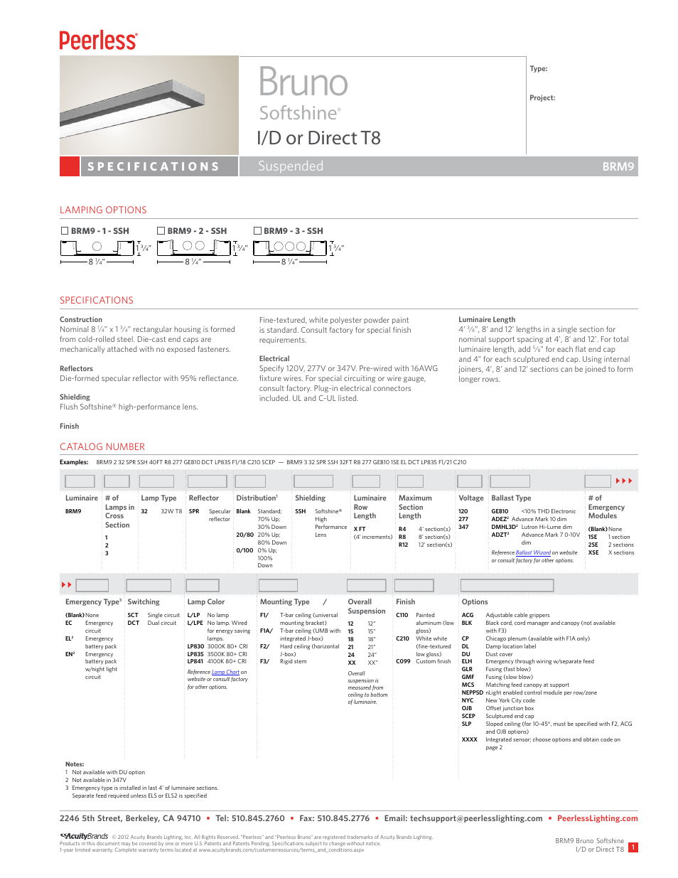 Peerless Lighting BRM9 - T8 User Manual | 3 pages