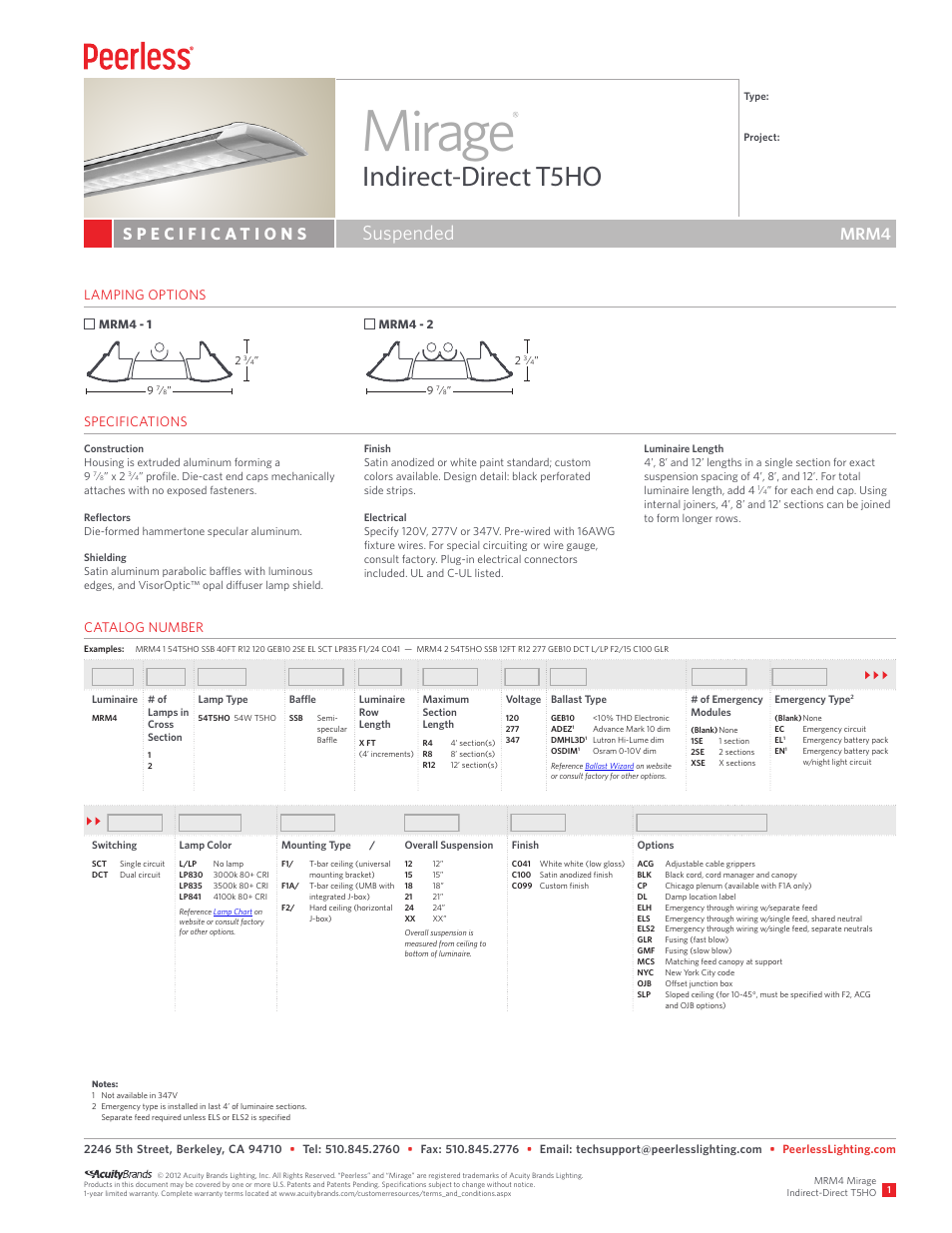 Peerless Lighting MRM4 - T5_T5HO User Manual | 2 pages