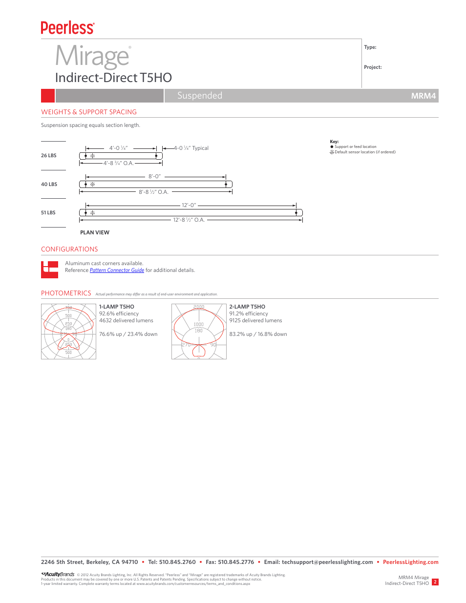 Mirage, Indirect-direct t5ho, Suspended | Mrm4 | Peerless Lighting MRM4 - T5_T5HO User Manual | Page 2 / 2
