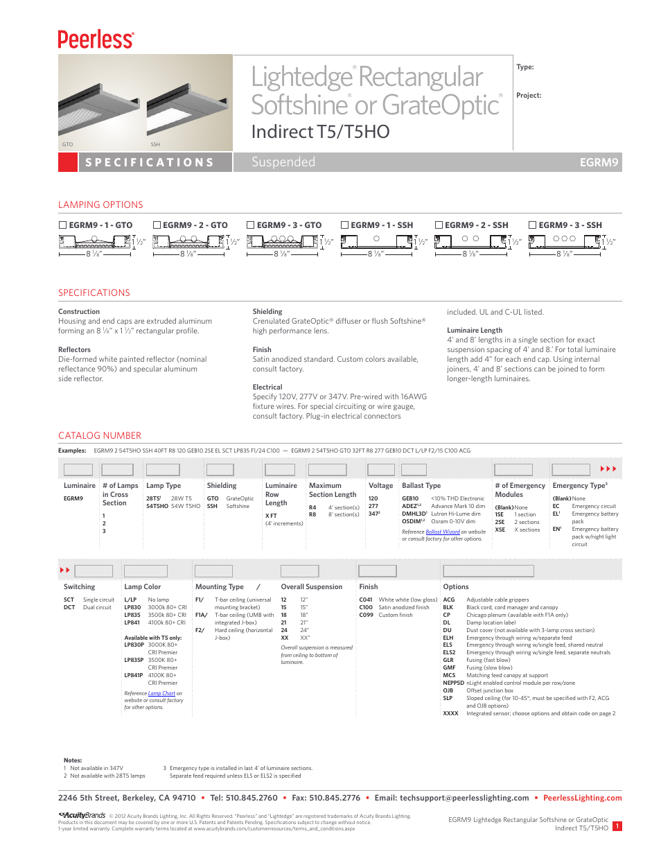 Peerless Lighting EGRM9 - T5_T5HO User Manual | 2 pages