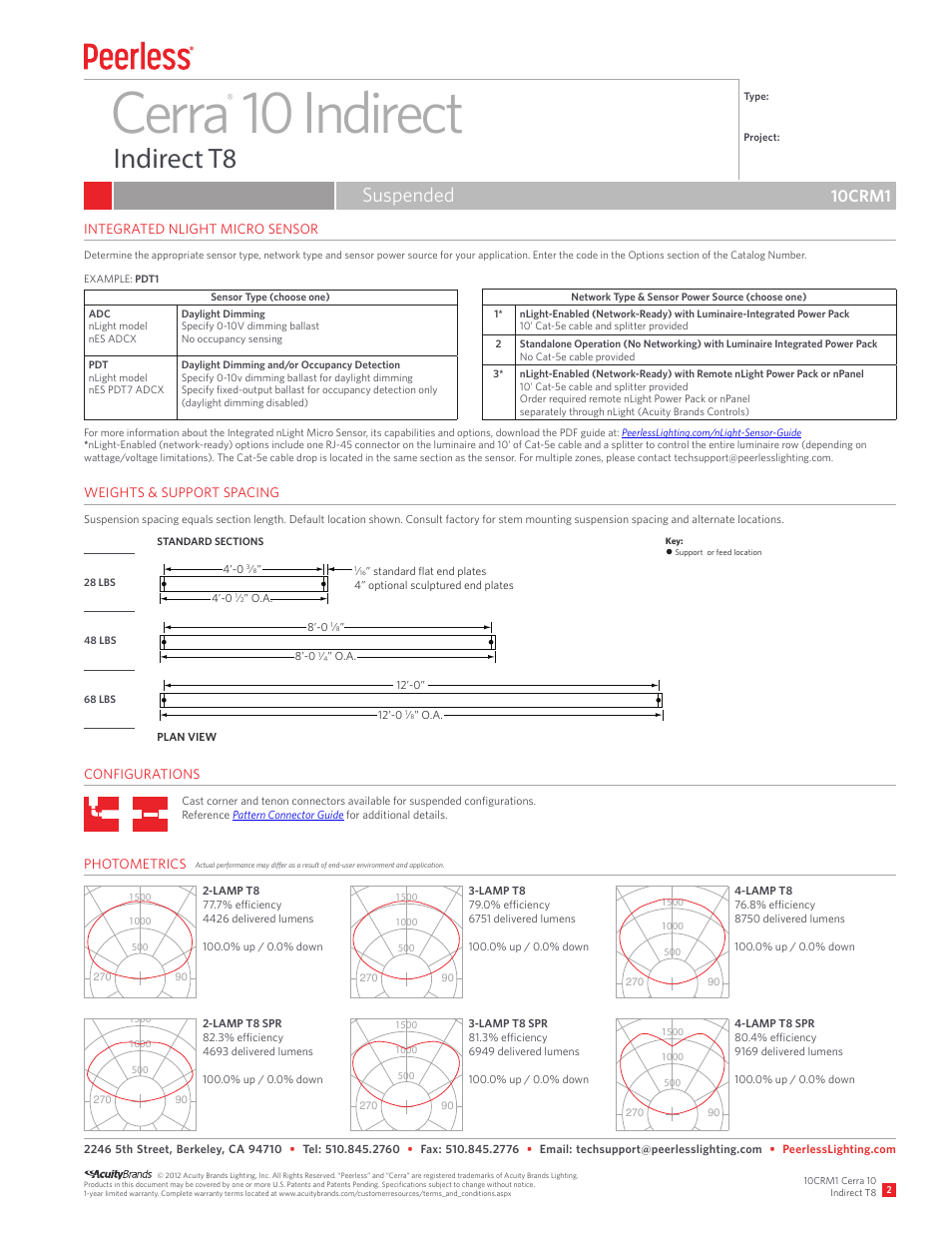 Cerra 10 indirect, Indirect t8, Suspended | 10crm1 | Peerless Lighting 10CRM1 - T8 User Manual | Page 2 / 2