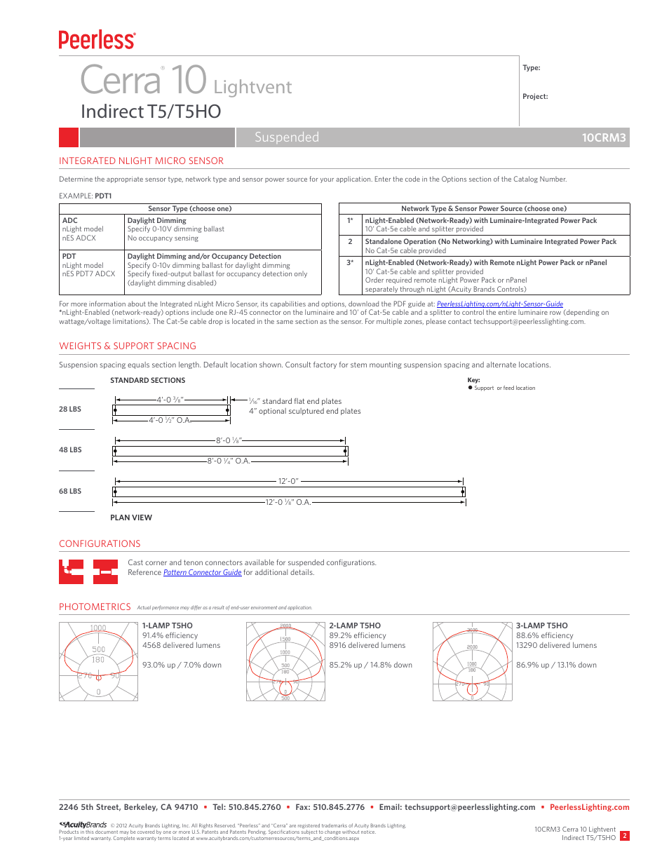 Cerra 10, Lightvent indirect t5/t5ho, Suspended | 10crm3 | Peerless Lighting 10CRM3 - T5_T5HO User Manual | Page 2 / 2