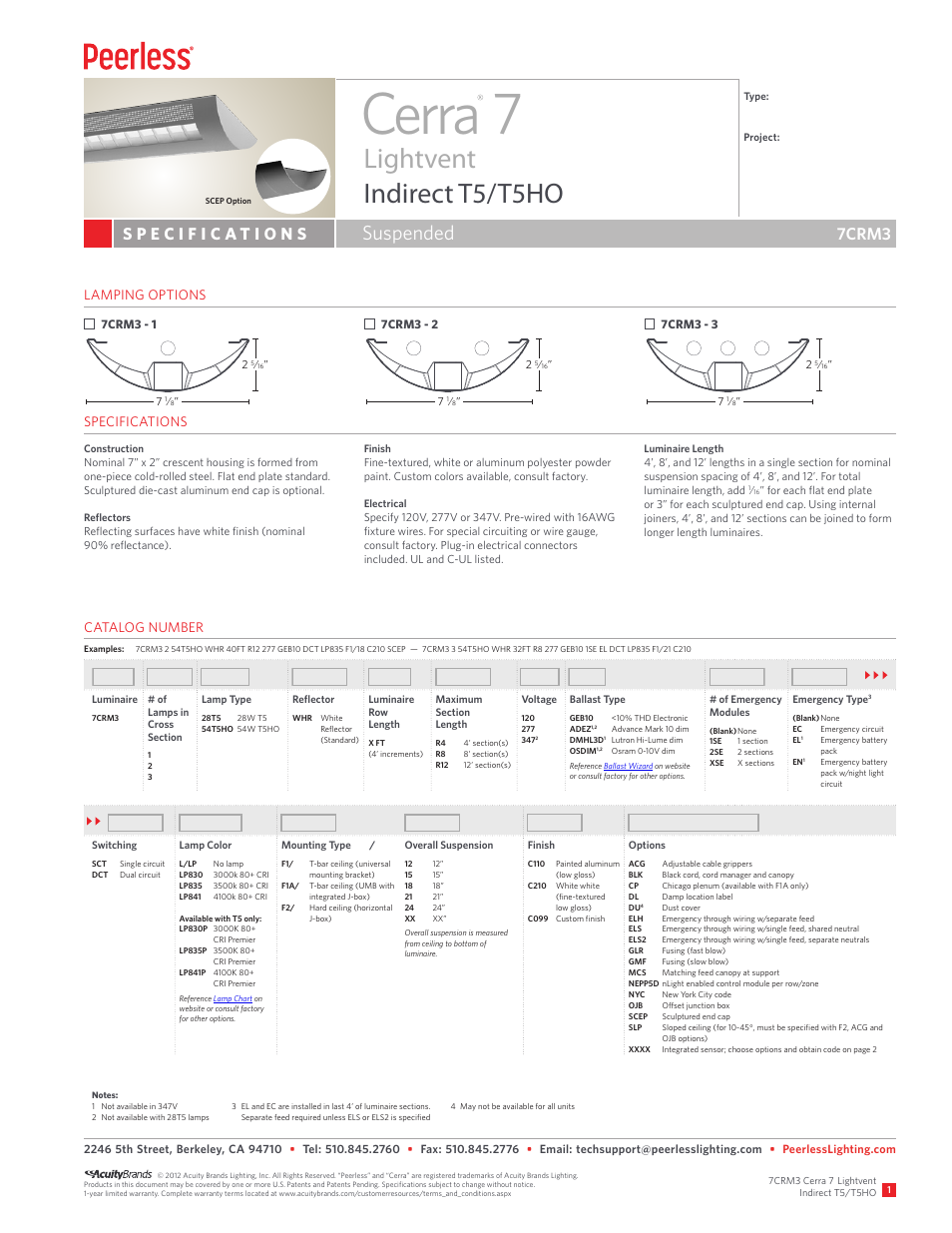 Peerless Lighting 7CRM3 - T5_T5HO User Manual | 2 pages